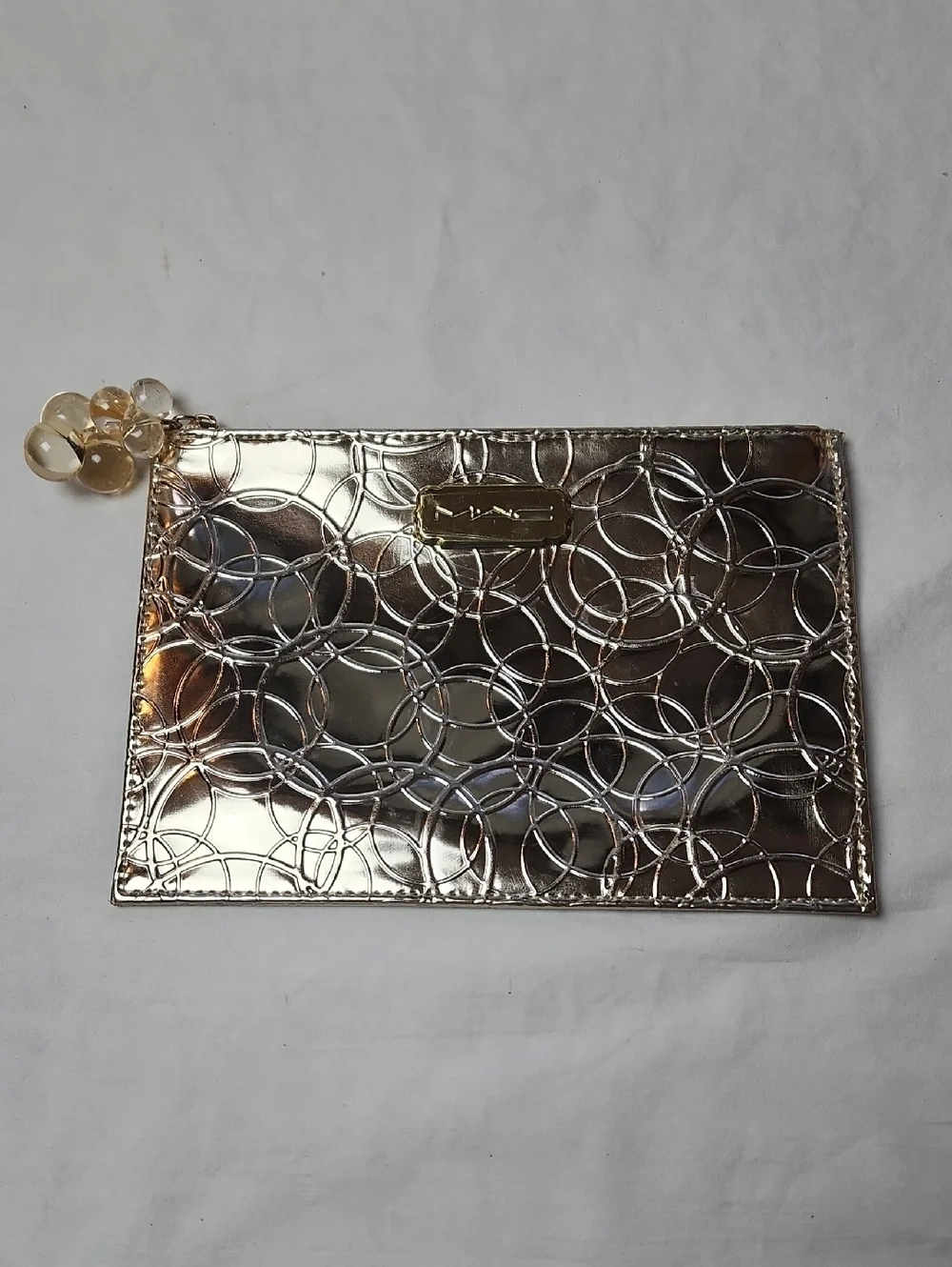 MAC Limited Edition Gold Cosmetic Bag NWOT Makeup Pouch